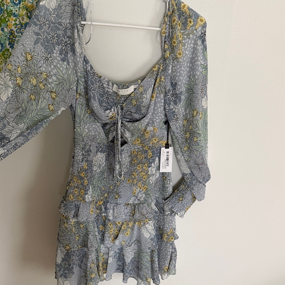 Astr the Label Marietta Floral Blouse in Blue and Yellow